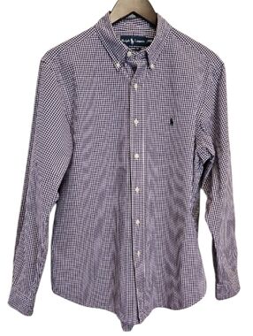 Ralph Lauren Classic Fit Gingham Checked Button Down, Size 16 1/2 L